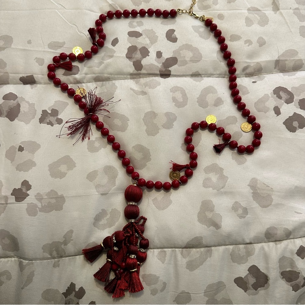Kate Spade Pretty Poms Tassel Necklace in Sumac